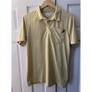 Flylow Lopez Polo Shirt Mens M Yellow Performance Tech Stretch Hiking Snap